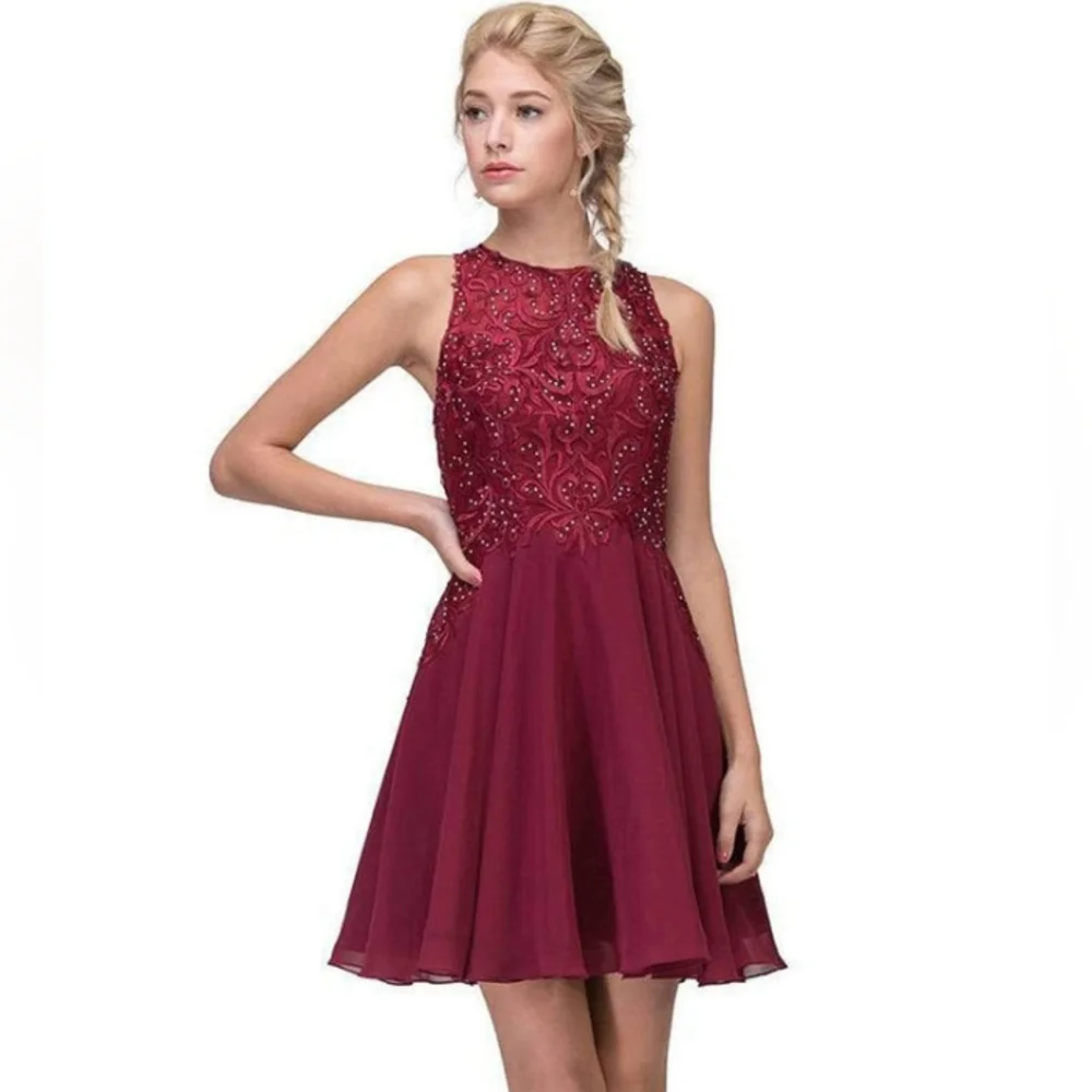 Eureka Fashion Embellished Chiffon A-line Cocktail Mini Dress. Size M - Picture 3 of 17